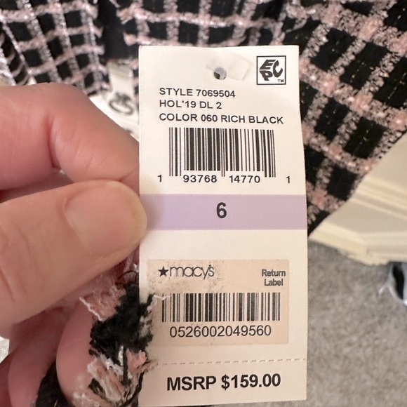 NWT-CeCe Black and Pink Long Sleeve Grid Tweed Frayed Blazer/Jacket Size‎ 6 - Picture 6 of 10